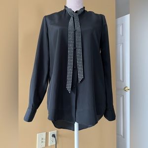 Brand New: Rock and Republic button black blouse with studded collar